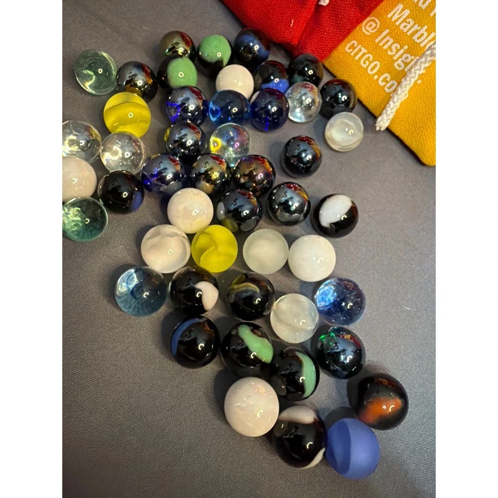 Vintage Glass Marble Lot with 5 Citgo Promotional Pouches UV Reactive Assorted